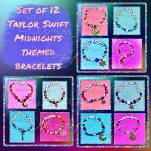 Set of 12 Taylor Swift Midnights themed bracelets